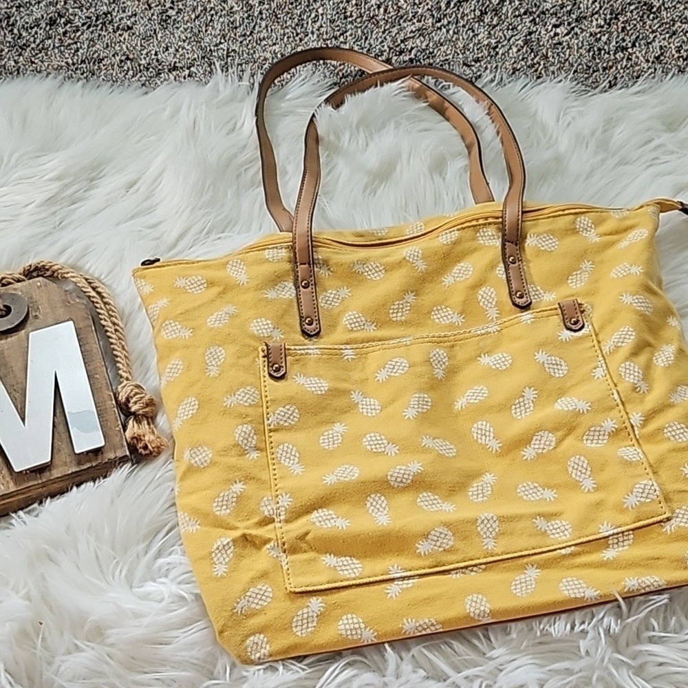 Sonoma Yellow Pineapple Tote Bag